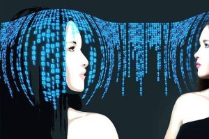 computer code and faces