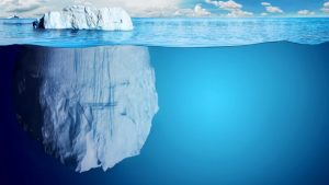 ice mountain that is largely under water