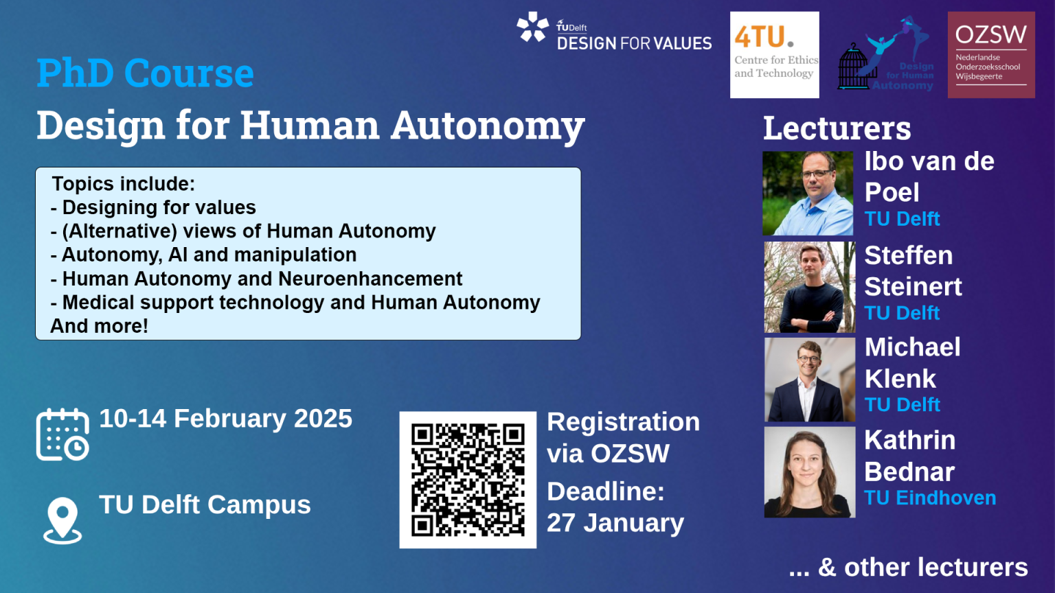 PhD Course: Design for Human Autonomy - Delft Design for Values Institute